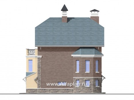 «Корвет Плюс» - проект трехэтажного дома, с гаражом на 2 авто в цоколе, с эркером - превью фасада дома