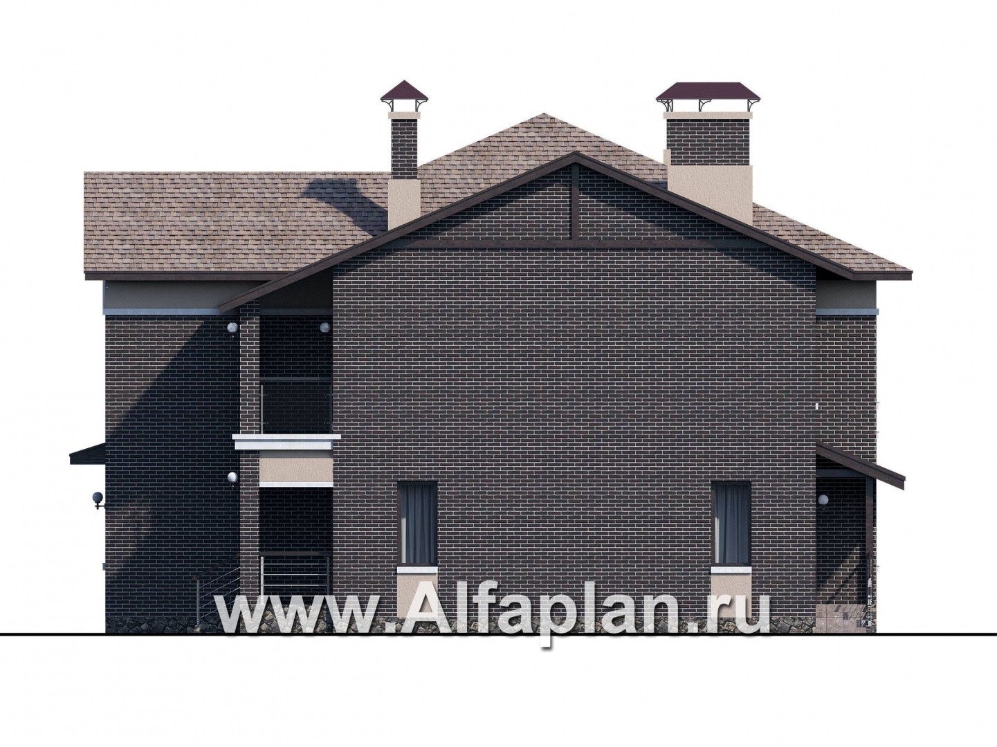Проекты домов Альфаплан - «Голицын» — особняк с двусветной гостиной и сауной - изображение фасада №2