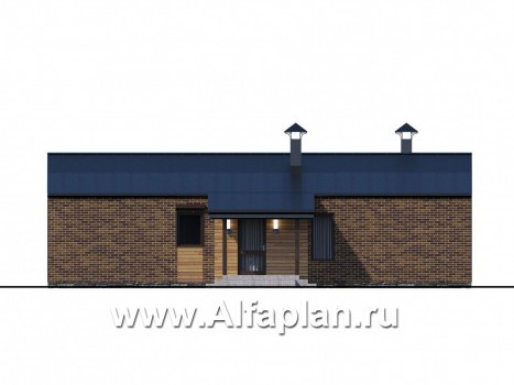 Проекты домов Альфаплан - «Йота» - каркасный дом с двускатной кровлей - превью фасада №3