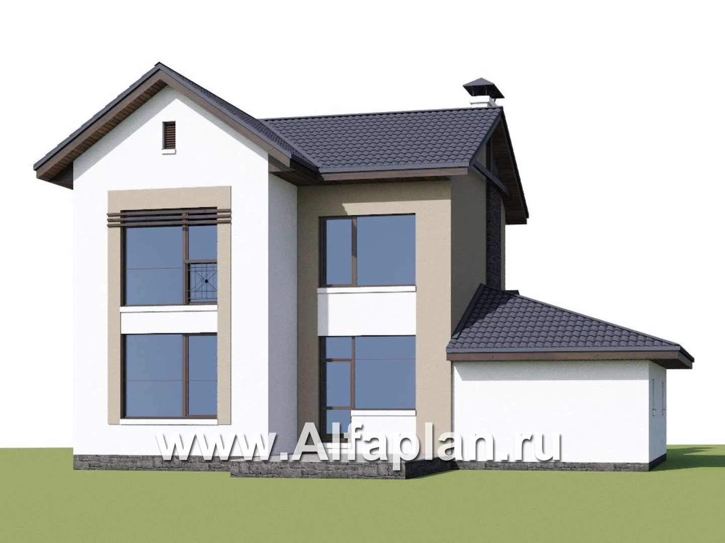 Проекты домов Альфаплан - «Каюткомпания» - экономичный дом для небольшой семьи с гаражом - дополнительное изображение №1