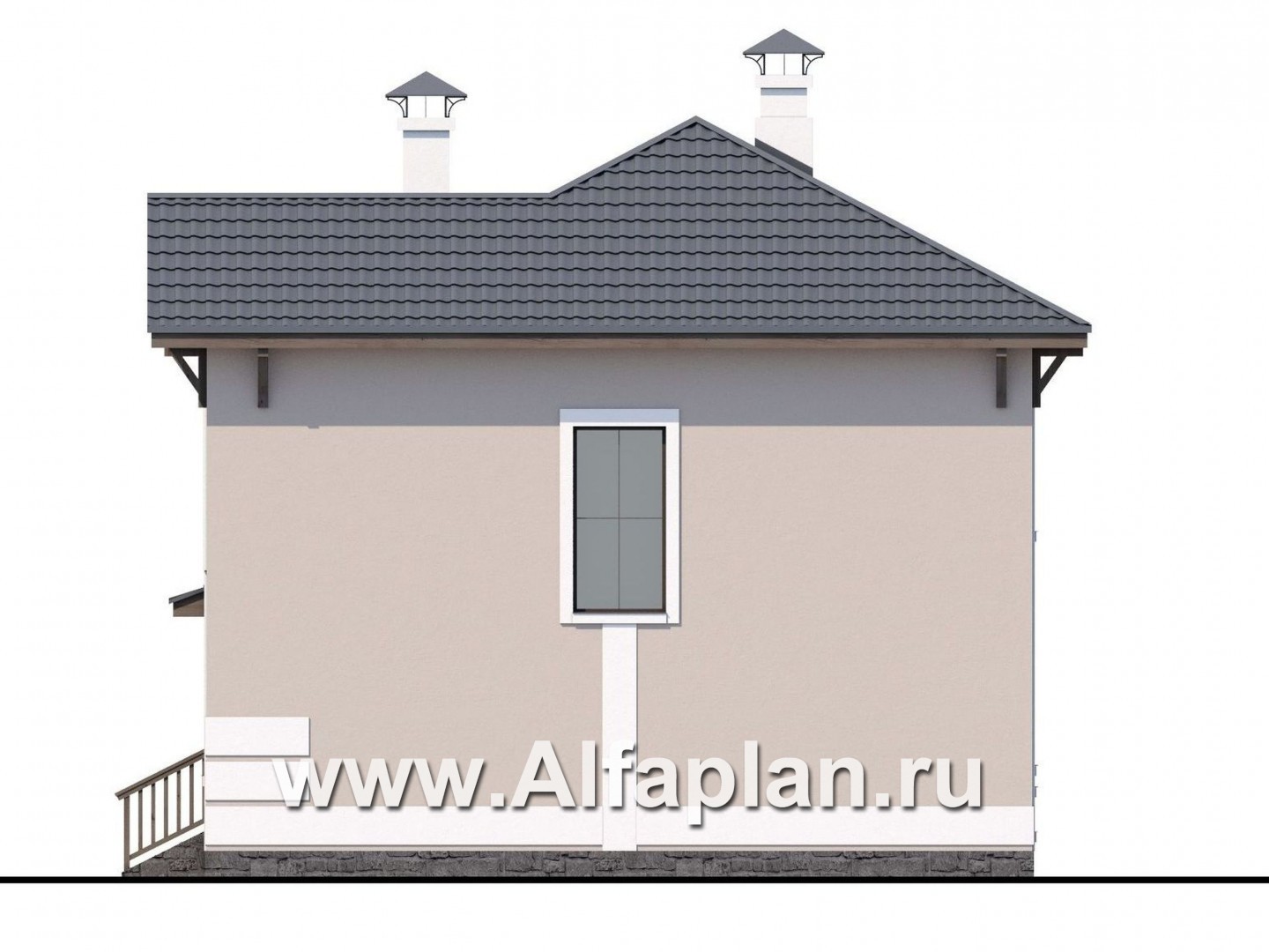 Проекты домов Альфаплан - Кирпичный дом «Собственный рай» с навесом для машины - изображение фасада №2