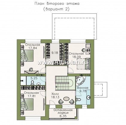 Проекты домов Альфаплан - «Седьмая высота» - проект двухэтажного современного дома с большой гостиной - превью плана проекта №3