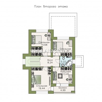 «Сектор счастья» - стильный проект двухэтажного дома, для большой семьи - превью план дома