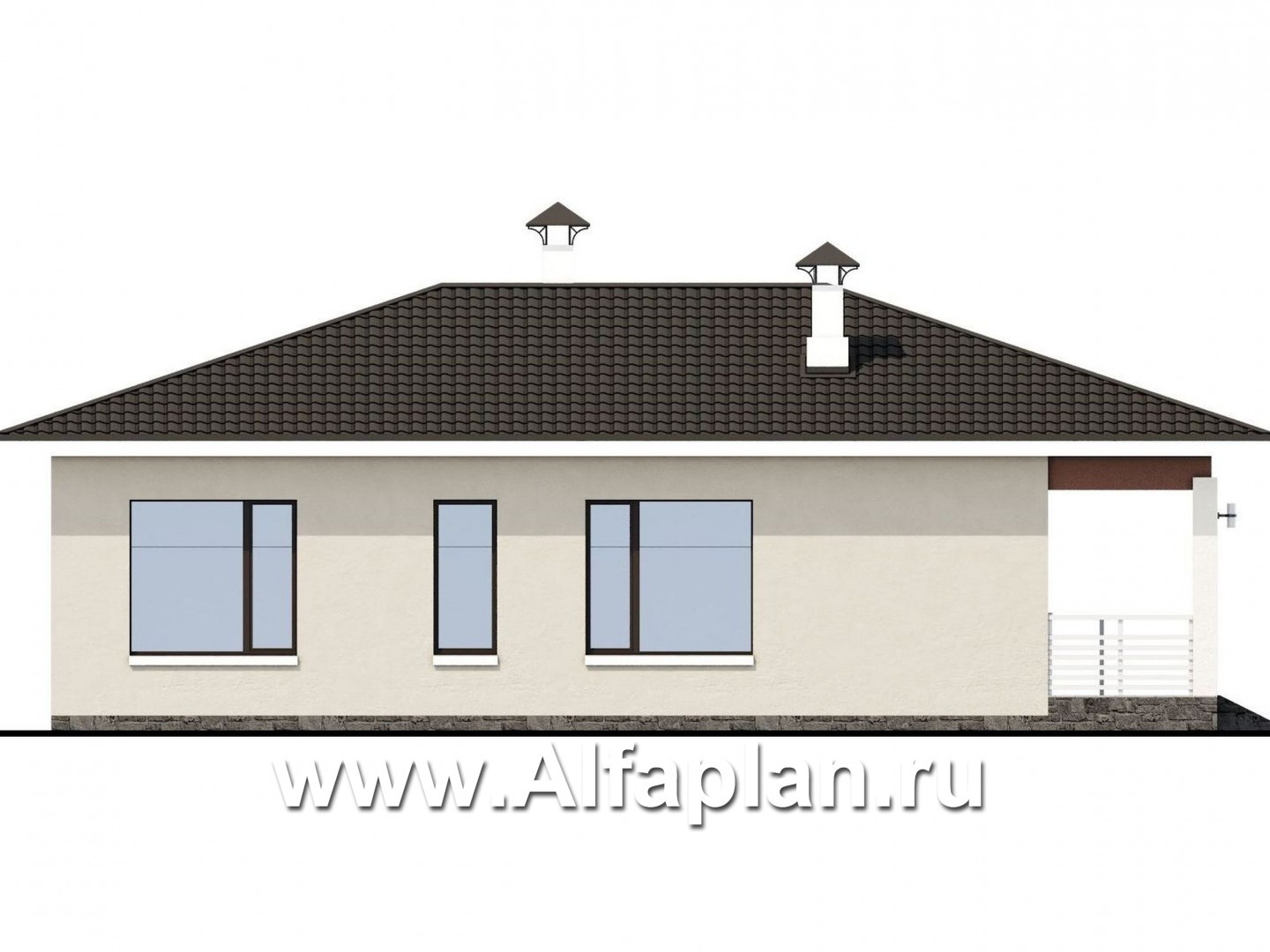 Проекты домов Альфаплан - «Мелета» - уютный одноэтажный дом с двумя спальнями - изображение фасада №3