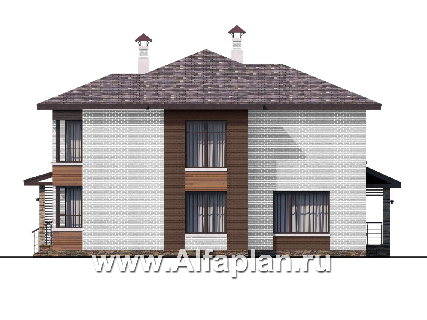 Проекты домов Альфаплан - «Эридан» - современный стильный дом с двусветной гостиной - изображение фасада №2