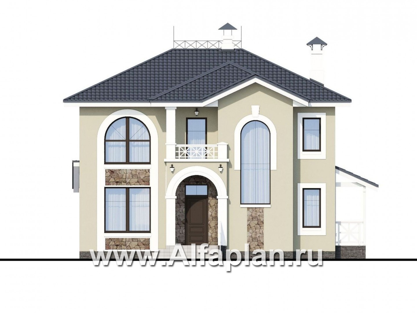Проекты домов Альфаплан - «Либезюсефрау» - удобный дом с романтическими фасадами - изображение фасада №1