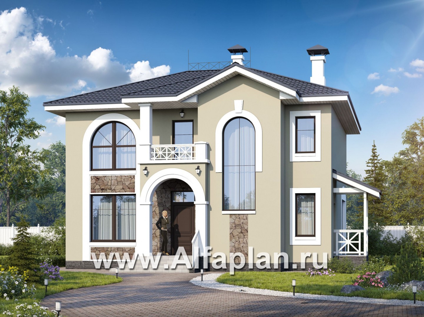 Проекты домов Альфаплан - «Либезюсефрау» - удобный дом с романтическими фасадами - основное изображение