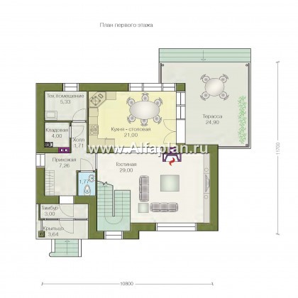 Проекты домов Альфаплан - «Дипломат» - загородный дом с бильярдной - превью плана проекта №1