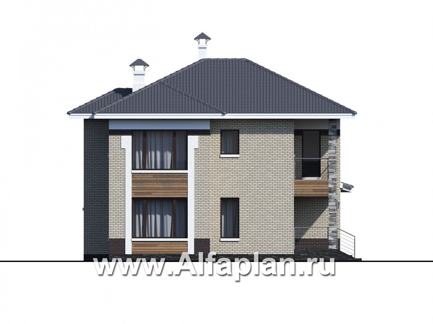 Проекты домов Альфаплан - «Фрида» - проект современного двухэтажного дома с удобной планировкой - изображение фасада №2