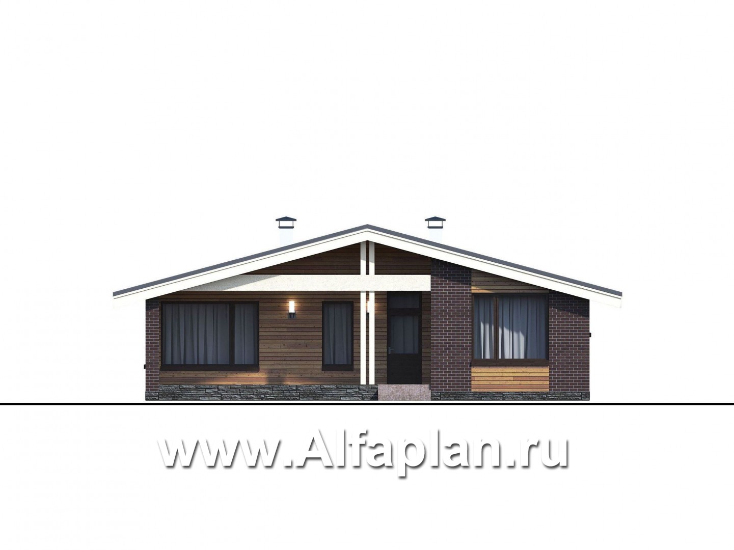 Проекты домов Альфаплан - «Бета» - стильный каркасный коттедж с террасой - изображение фасада №2