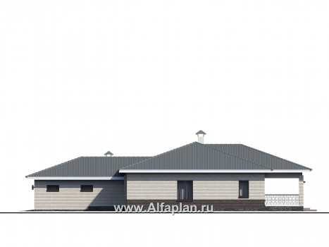 Проекты домов Альфаплан - «Зодиак» - одноэтажный коттедж с большим гаражом - превью фасада №4