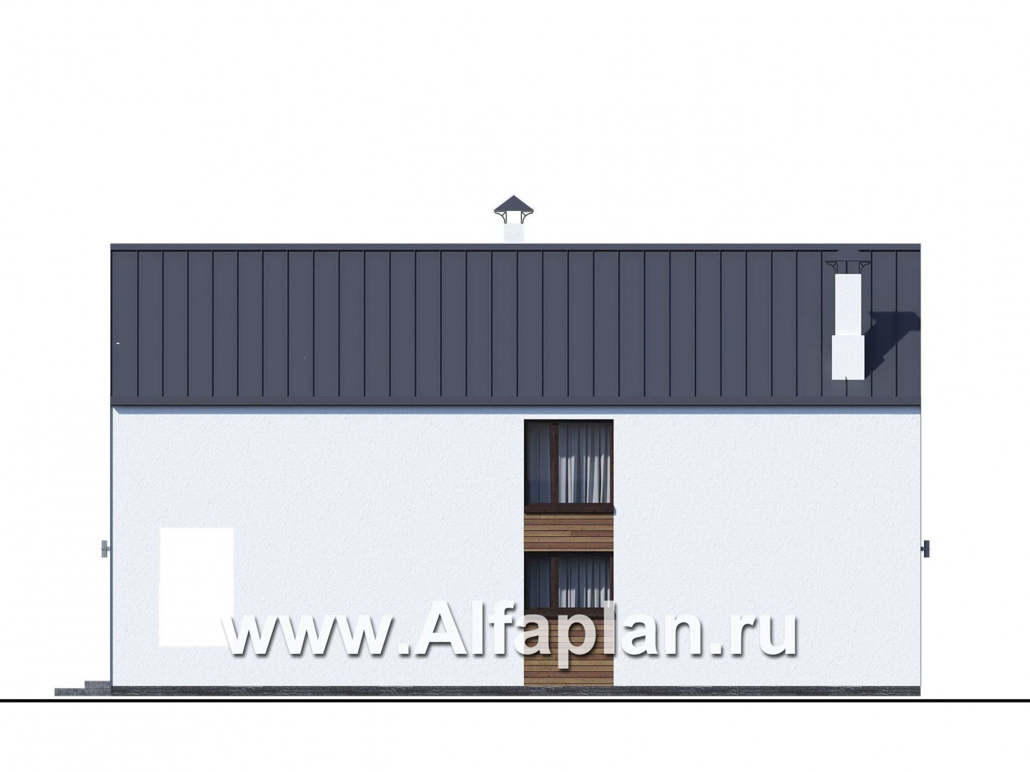 Проекты домов Альфаплан - «Барн» - современный мансардный дом с боковой террасой и балконом - изображение фасада №4