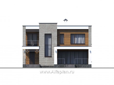 Проекты домов Альфаплан - «Эрго» - проект рационального, уютного современного дома - превью фасада №1