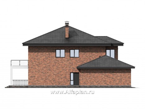 Проект загородного дома из газобетона, с эркером и террасой, с гаражом на 2 авто - превью фасада дома