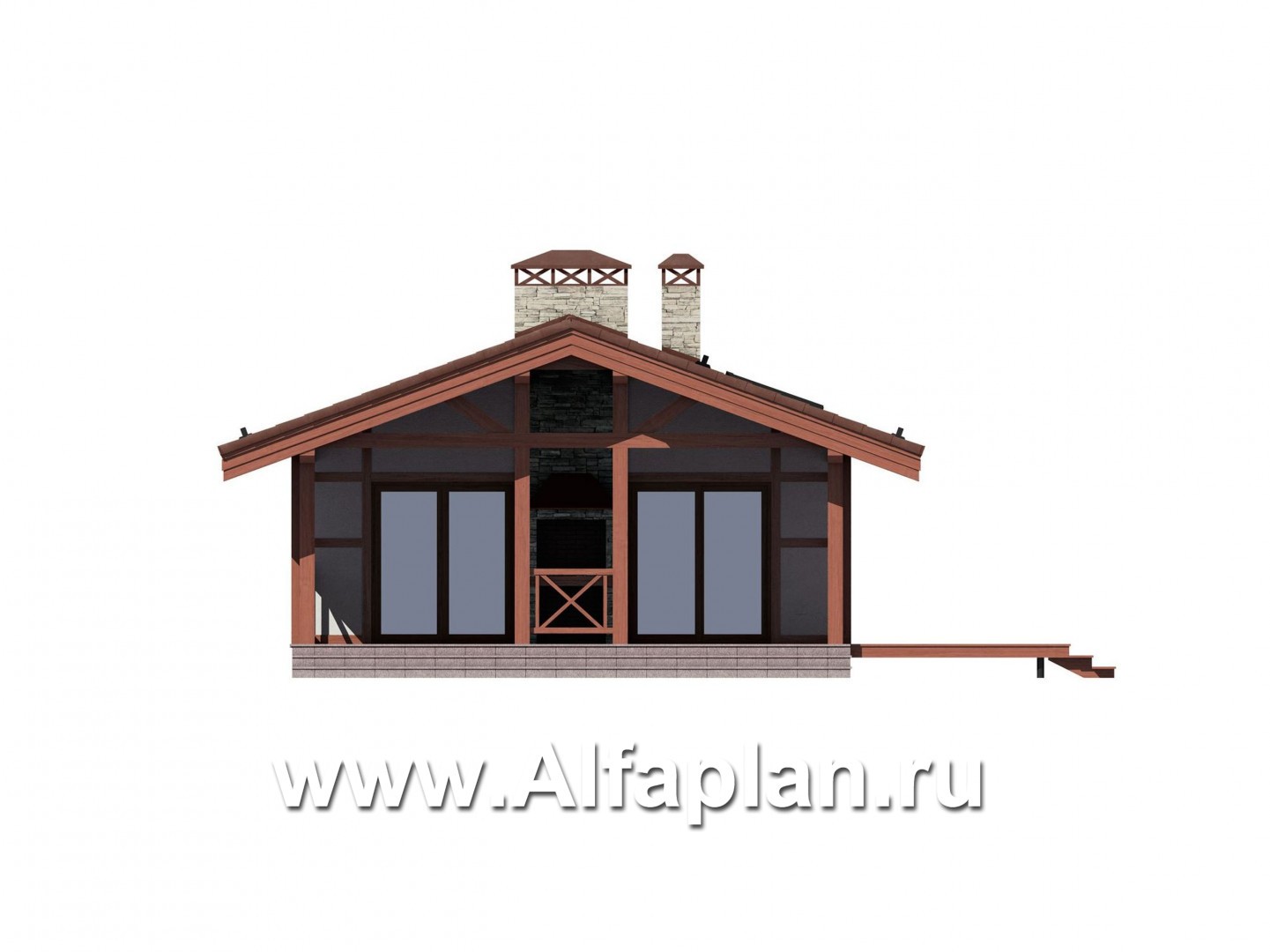 Проект бани с террасой, дом для отдыха, дача - фасад дома