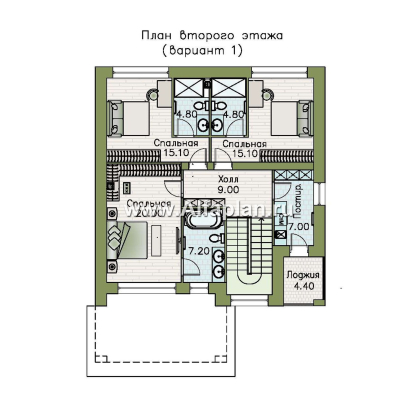 Проекты домов Альфаплан - «Эрго» - проект компактного дома 10х10м с удобной планировкой - превью плана проекта №2