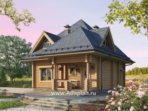Проект деревянного дома с мансардой, из бревен, 3 спальни