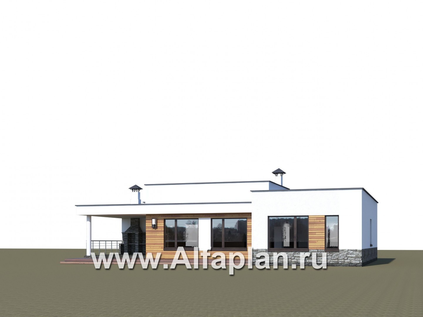 Проекты домов Альфаплан - «Мадейра» - стильный одноэтажный дом с плоской кровлей - дополнительное изображение №3