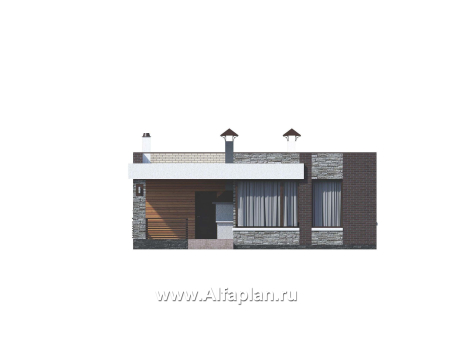 Проекты домов Альфаплан - «Дега» - современный одноэтажный дом с плоской кровлей - превью фасада №1