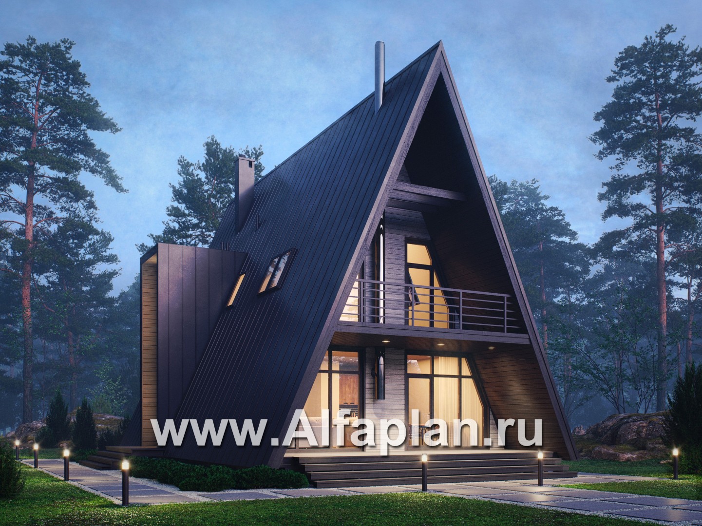 Проекты домов Альфаплан - Каркасный дом-шалаш - прекрасный дом для отдыха - основное изображение
