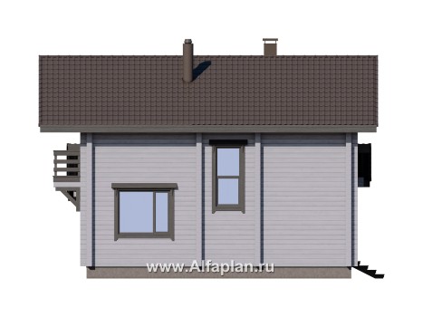 Проекты домов Альфаплан - Загородный дом из бруса с двускатной кровлей - превью фасада №2