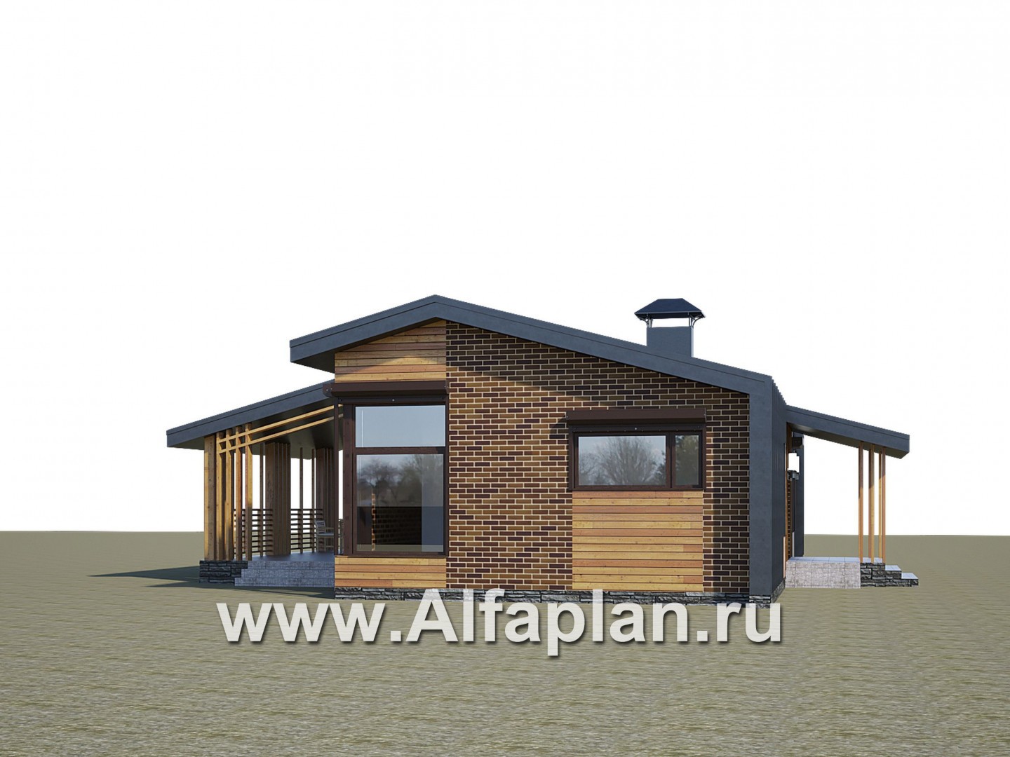 Проекты домов Альфаплан - «Омикрон» - современный каркасный дом для загородной жизни - дополнительное изображение №2