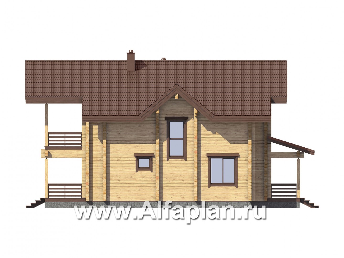 Проекты домов Альфаплан - Загородный дом из бруса для большой семьи - изображение фасада №2