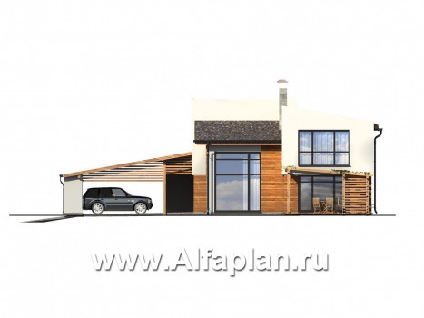 Проекты домов Альфаплан - Современный загородный дом с комфортной планировкой - превью фасада №2