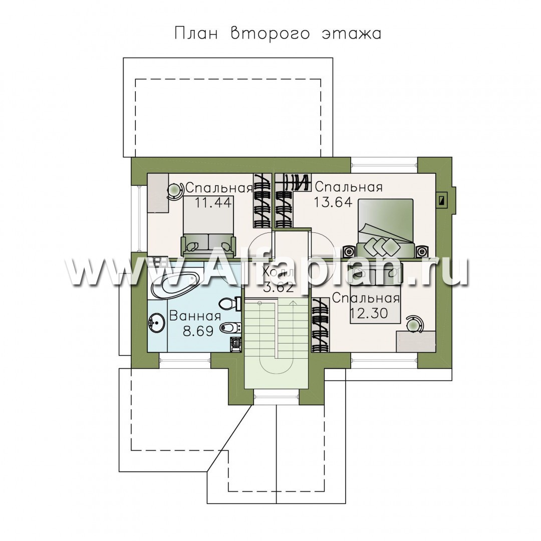 Проекты домов Альфаплан - «Берег» - современный компактный коттедж для небольшого участка - изображение плана проекта №3