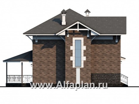 «Фея сирени» — красивый проект двухэтажного дома, открытая планировка, с террасой, в стиле эклектика - превью фасада дома