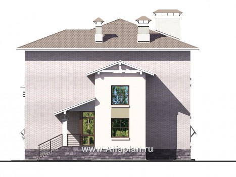 Проекты домов Альфаплан - «Светлые времена» - респектабельный особняк с большими окнами - превью фасада №2