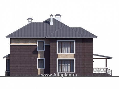 «Висла» — проект двухэтажного дома, особняк с двусветной столовой, с террасой - превью фасада дома