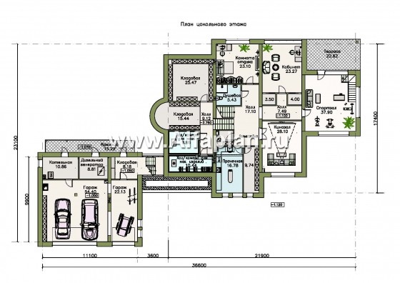Проекты домов Альфаплан - Эксклюзивный проект виллы со вспомогательным домом и гаражом - превью плана проекта №1