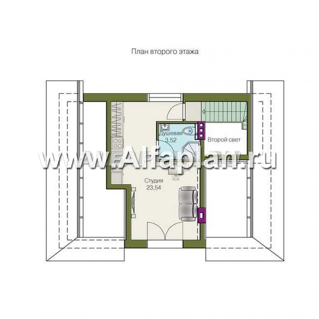 Проекты домов Альфаплан - «Замечательный сосед плюс»- дом со студией и навесом для машин - изображение плана проекта №2