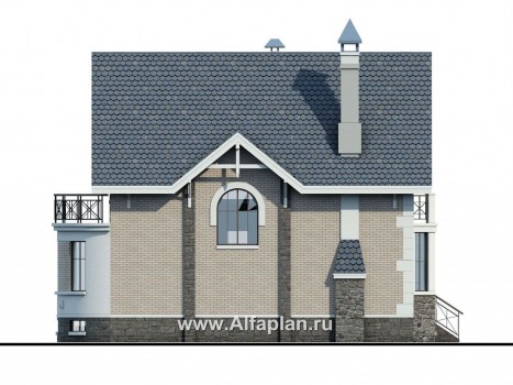 Проекты домов Альфаплан - «Стелла Плюс» — компактный дом с цокольным этажом - превью фасада №3