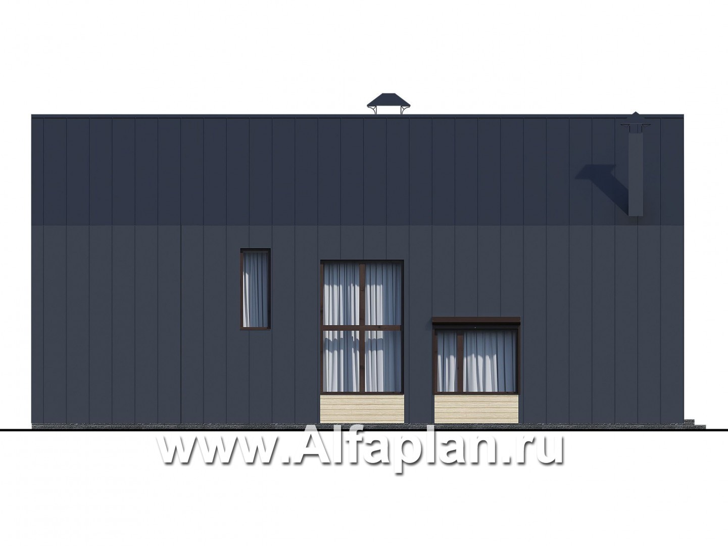 Проекты домов Альфаплан - «Омега» - коттедж для узкого участка - изображение фасада №3