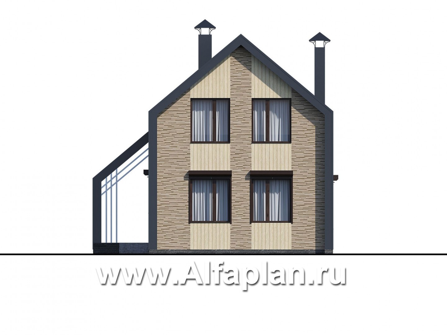 Проекты домов Альфаплан - «Омега» - коттедж для узкого участка - изображение фасада №4