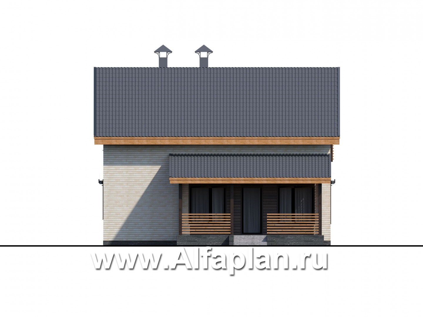 Проекты домов Альфаплан - «Сигма» - небольшой дом с сауной на первом этаже - изображение фасада №3