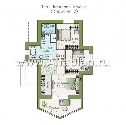 Проекты домов Альфаплан - «Якорь» - эффектный коттедж с оригинальным эркером - превью плана проекта №3