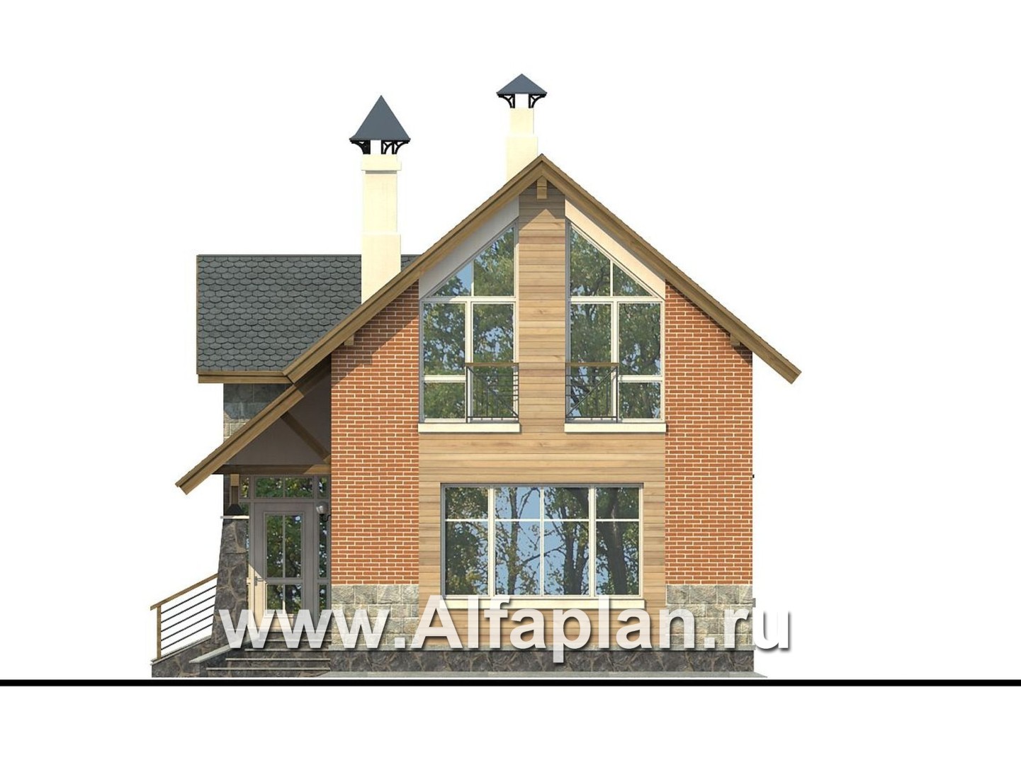 Проекты домов Альфаплан - «Вишневый сад»- проект небольшого дома или дачи - изображение фасада №1