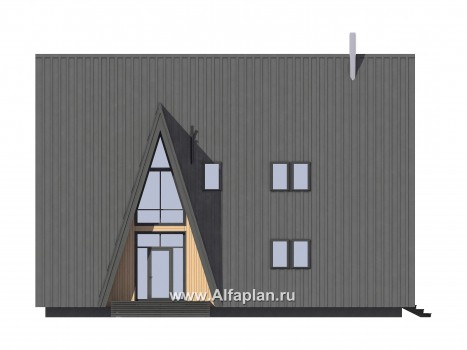 Проекты домов Альфаплан - Каркасный дом-шалаш - прекрасный дом для отдыха - превью фасада №2