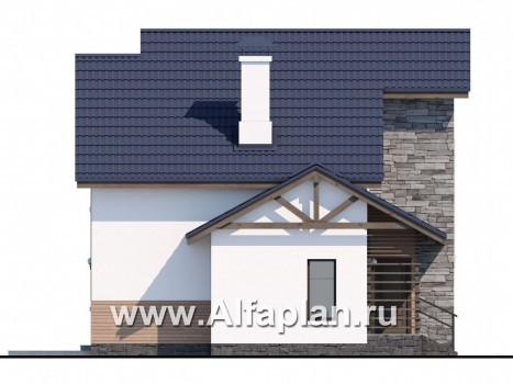 Проекты домов Альфаплан - Кирпичный дом «Валаам» с мансардой - превью фасада №3