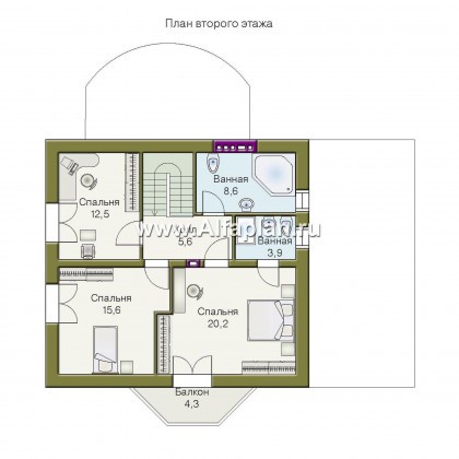 Проекты домов Альфаплан - «Метц» - комфортный загородный  дом - превью плана проекта №2