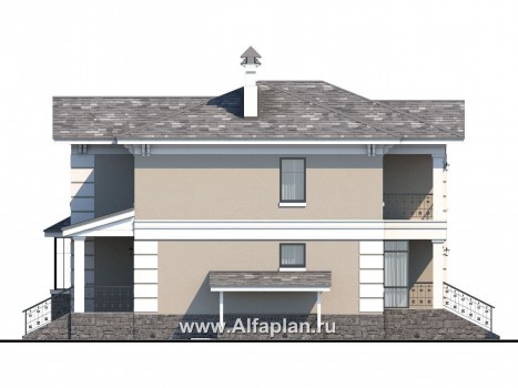 Проекты домов Альфаплан - «Репутация»- аристократический коттедж с цоколем - превью фасада №3