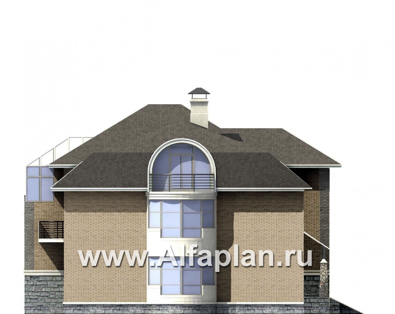 Проекты домов Альфаплан - «ИДЕНТИФИКАЦИЯ» - проект роскошной современной усадьбы - изображение фасада №3