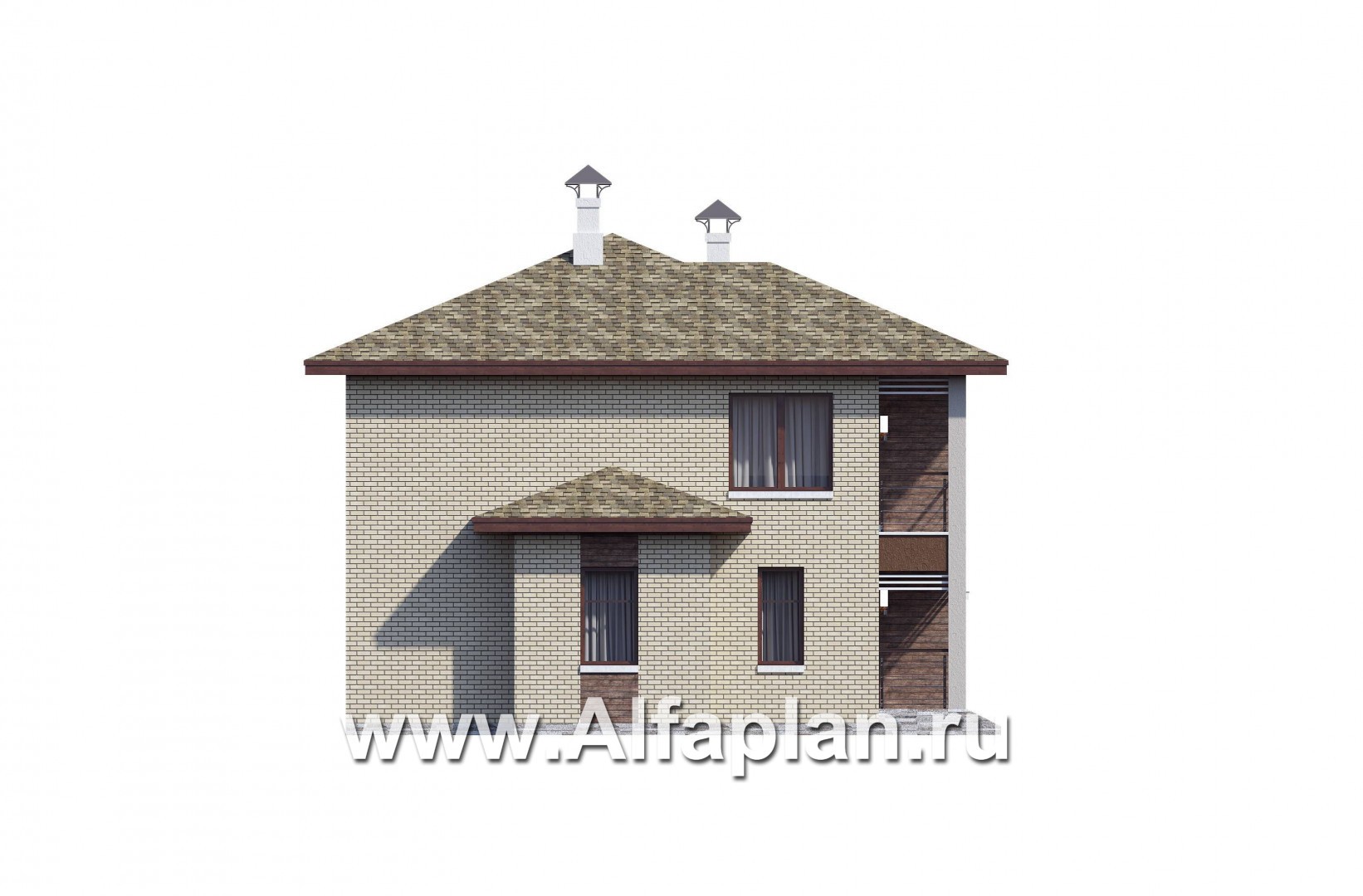 Проекты домов Альфаплан - "Рациональ" - Компактный коттедж для узкого участка - изображение фасада №3