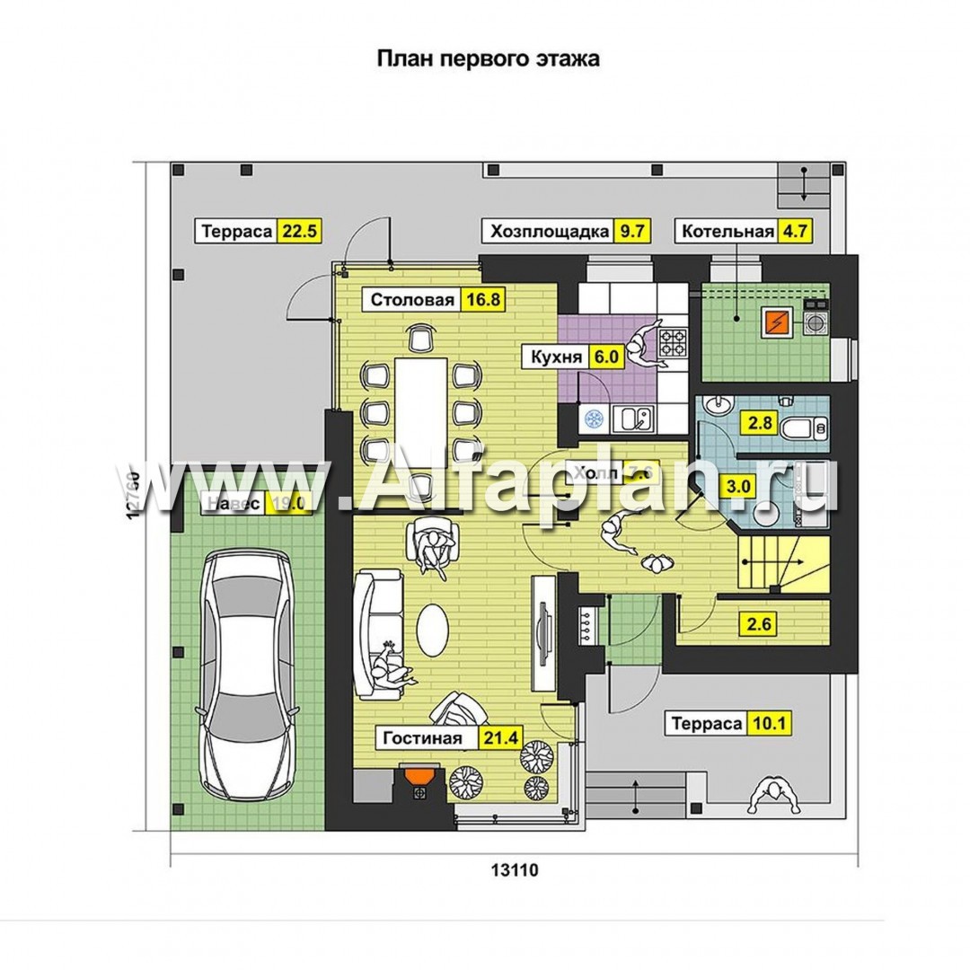Проекты домов Альфаплан - Современный экономичный загородный дом - изображение плана проекта №1