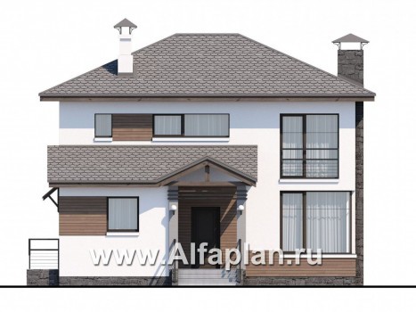 Проекты домов Альфаплан - Двухэтажный дом из кирпича «Карат» - превью фасада №1