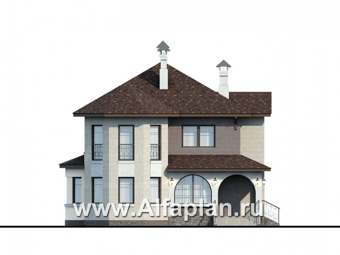 Проекты домов Альфаплан - «Эллада» - красивый и компактный особняк - изображение фасада №1