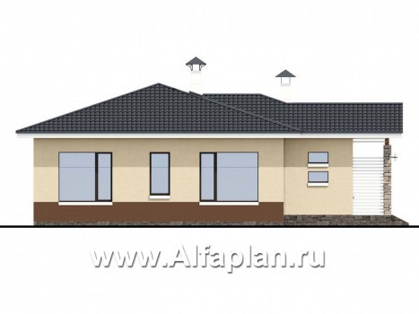 Проекты домов Альфаплан - «Мелета» - компактный и уютный одноэтажный дом с тремя спальнями - превью фасада №3